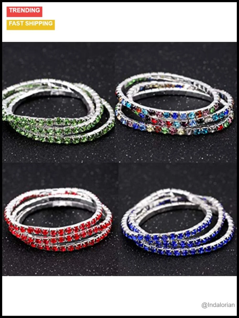 Sparkle Rhinestone Stretch Bracelets Set for Women, Wedding Prom Jewelry